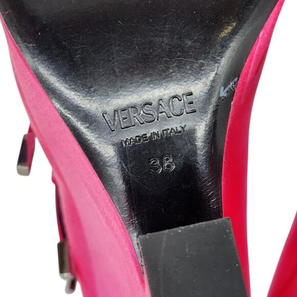 Versace Tempest Strappy Satin Platform Pumps in Pink EU 38 US 8 NWB $1445 - Picture 10 of 10